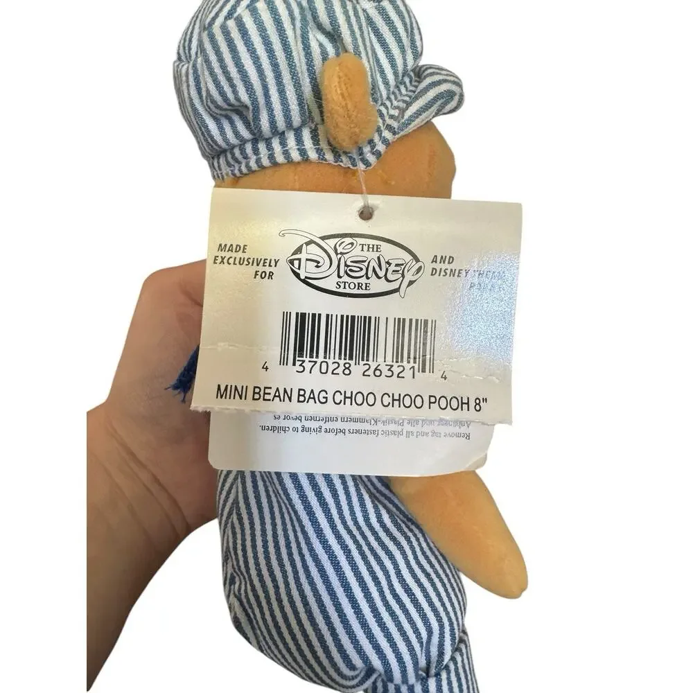 The Disney Store Winnie The Pooh Train Conductor Choo Choi Bean Bag Plush 8” Toy